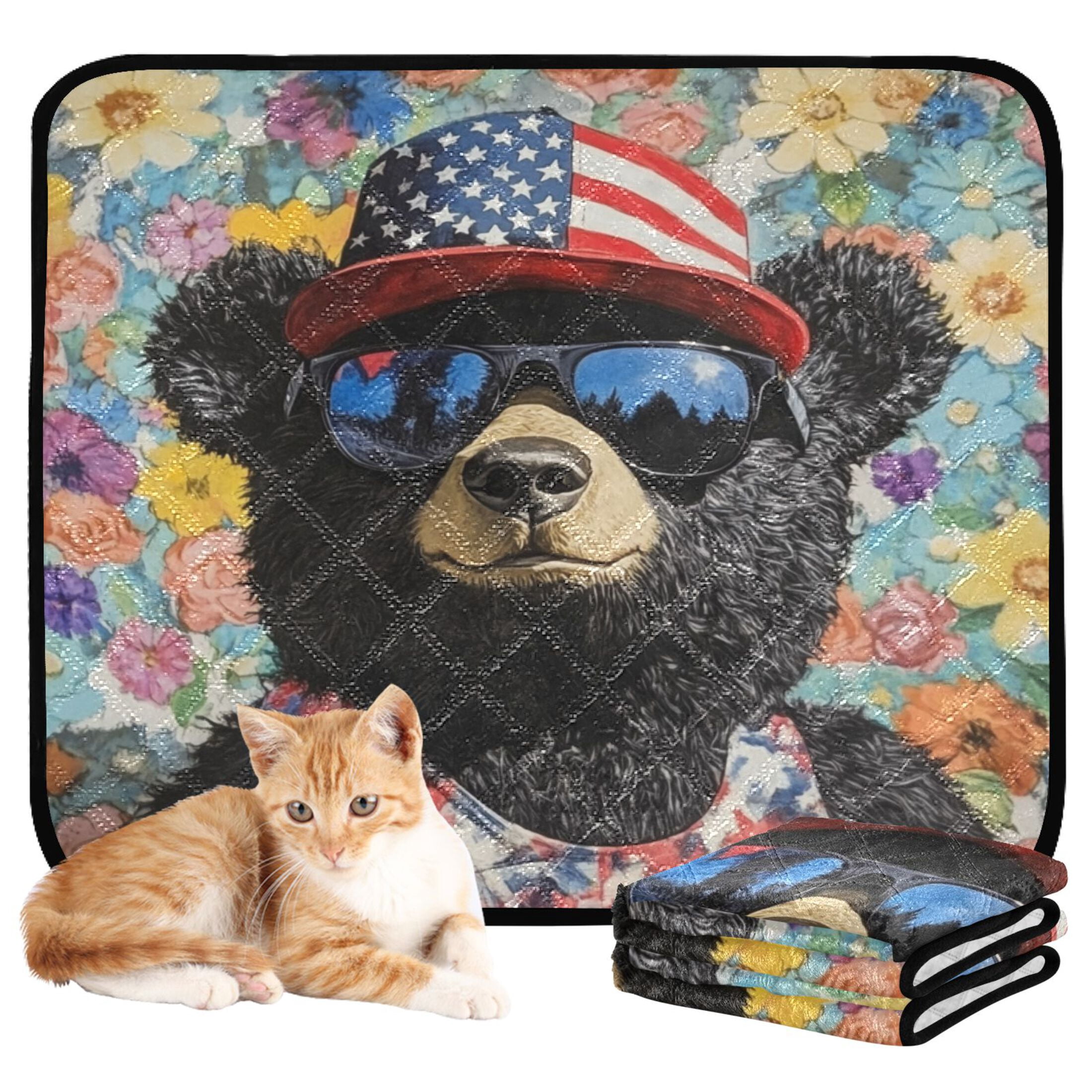 Qxltty Black Teddy Bear Cat litter Pads Pet Set of 3 Diaper Mats Center Anti-leakage Layer Absorbent Soft and Comfortable