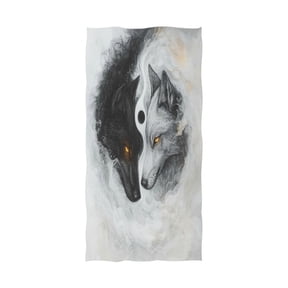 Qxltty Black White Wolf Pattern Extra Large Bath Towel 32"x64" Super Soft Highly Absorbent Quick Dry Shower Towel for Hotel Bathroom Guest Spa Gym
