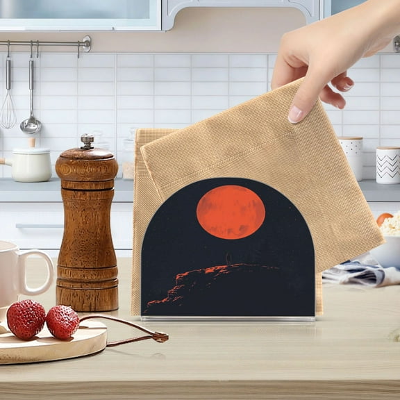 Qxltty Blood Moon Acrylic Napkin Holder Set of 1 Transparent Dining Table Kitchen Cafeteria Home Decor 4.1x4.9x1.97in