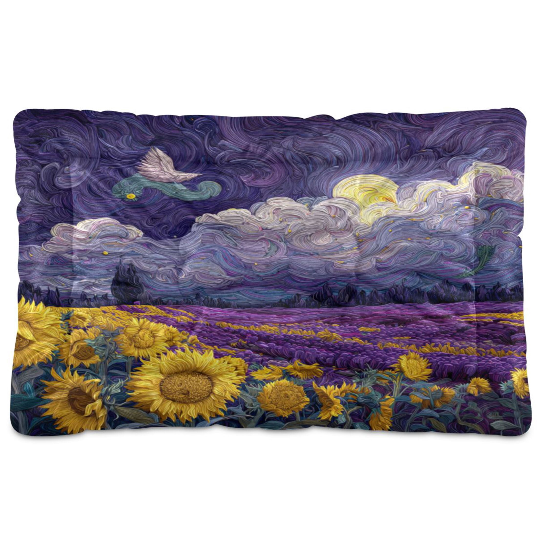 Qxltty Blooming Sunflowers Ped Pad Wear-resistant and Hard to Bite Through Sleeping Pad for Small Medium Large Dogs Winter Pet Bed 36×24in
