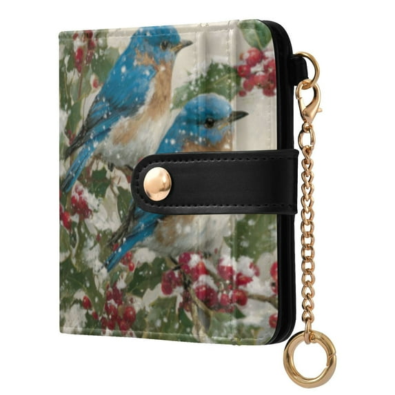 Qxltty Blue Birds Ladies Wallet Rfid Slim Thin Compact Credit Card Women Wallet Zipper Coin Pocket and ID Window for Female Gifts