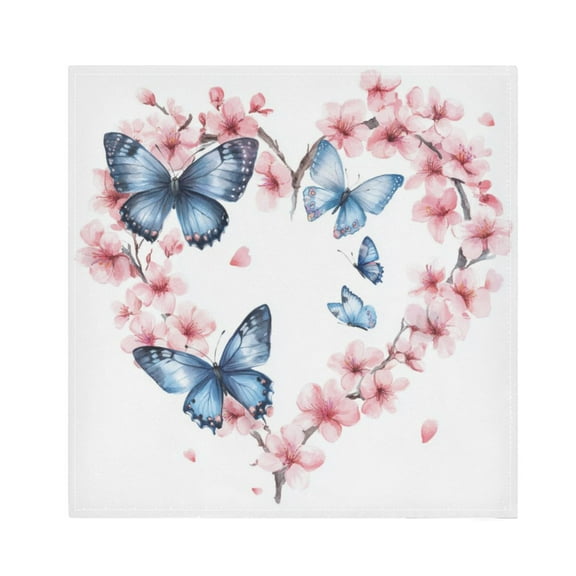 Qxltty Blue Butterfly Pink Floral Napkins 20×20in Perfect for Parties Dinners Weddings Cocktail Housewarming Cloth Napkins Set of 6