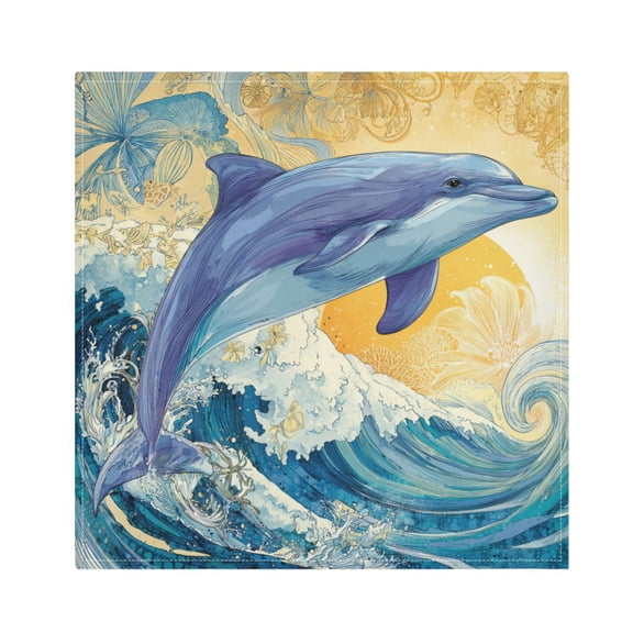 Qxltty Blue Dolphin Napkins 20×20in Perfect for Parties Dinners Weddings Cocktail Housewarming Cloth Napkins Set of 1