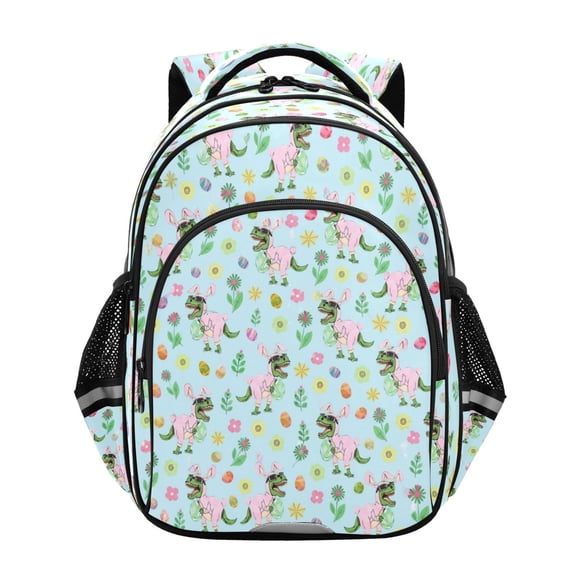 Qxltty Blue Fun Dinosaur Backpack Lightweight Multi Pocket Daypack Reflective Bookbag with Adjustable Straps