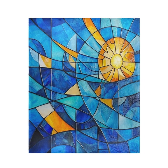 Qxltty Blue Glass Sun Pattern Soft Cozy Fluffy Blankets for Couch Sofa Chair Bed Camping Picnic Travel Lightweight Bed 5060inch