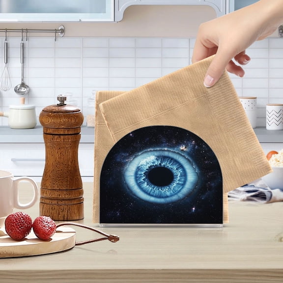 Qxltty Blue Iris Pattern Acrylic Napkin Holder Set of 1 Transparent Dining Table Kitchen Cafeteria Home Decor 4.1x4.9x1.97in