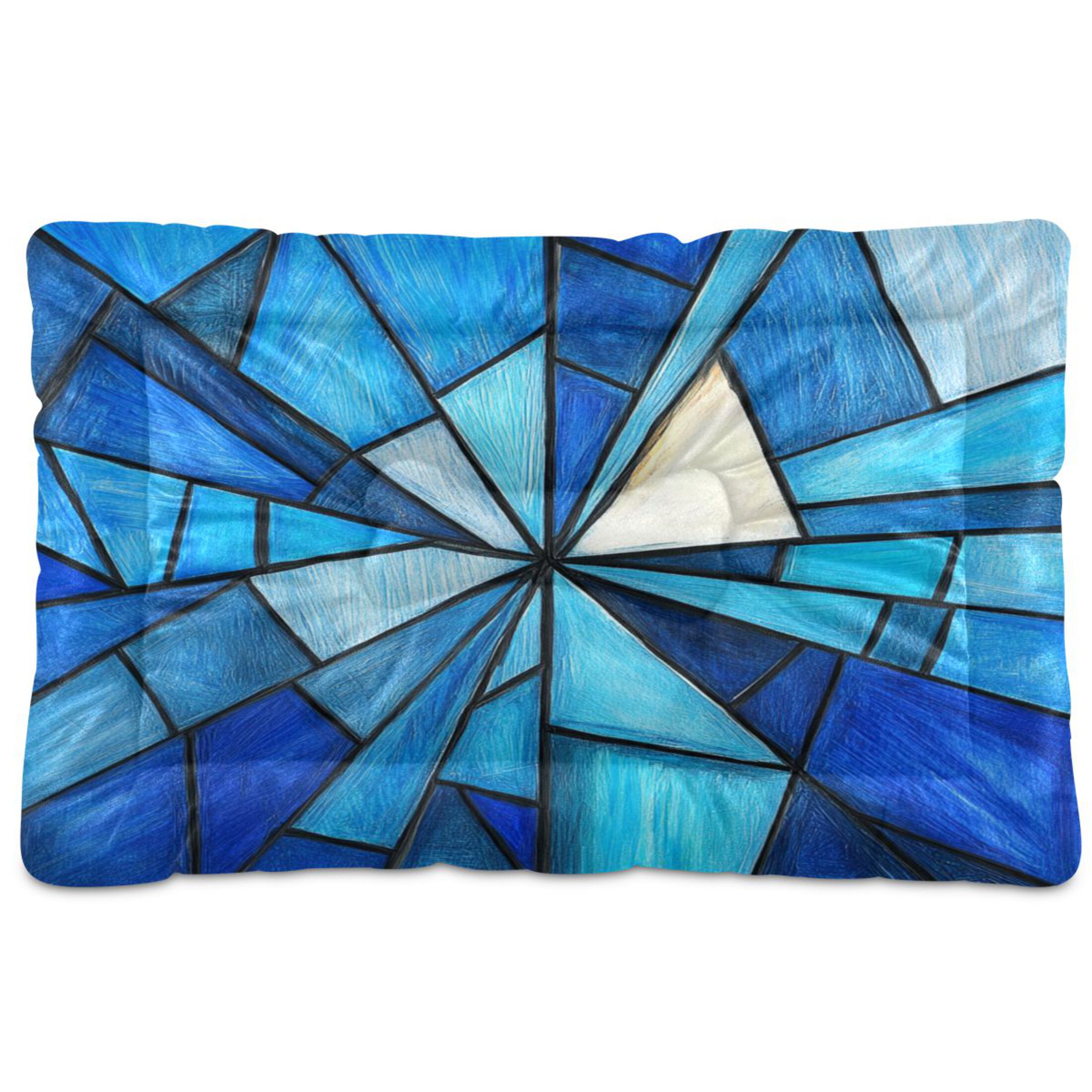 Qxltty Blue Irregular Glass Ped Pad Wear-resistant and Hard to Bite Through Sleeping Pad for Small Medium Large Dogs Winter Pet Bed 36×24in