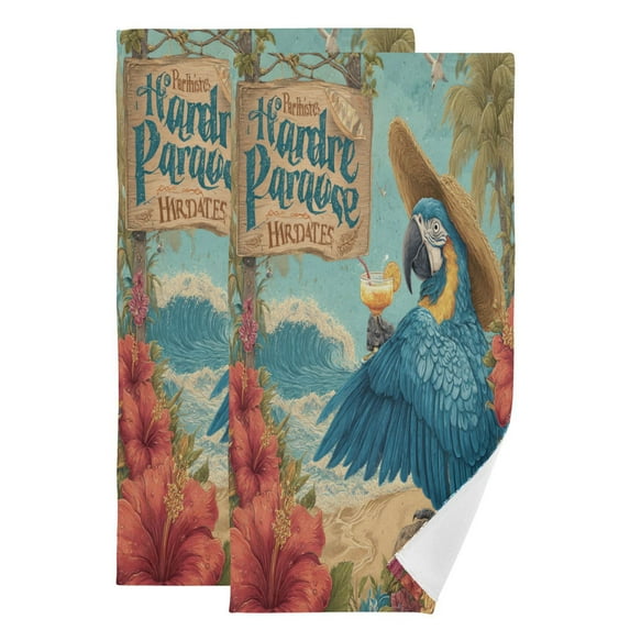 Qxltty Blue Macaw Face Towel Set of 2 Polyester Cotton Soft Bath Towels for Bathroom Kitchen Hotel Spa 28.3x14.4in