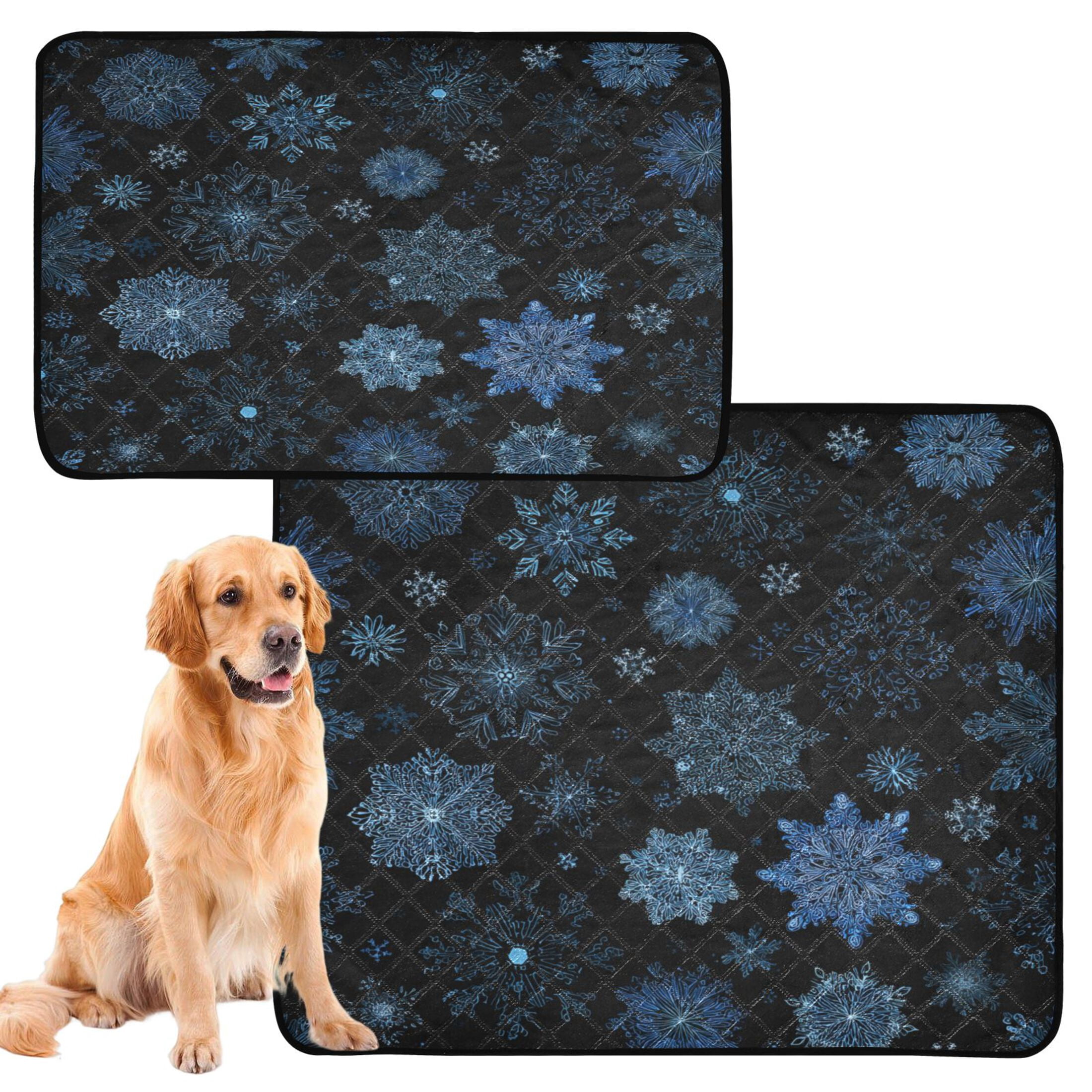 Qxltty Blue Snowflake Cat litter Pads Pet Set of 2 Diaper Mats Center Anti-leakage Layer Absorbent Soft and Comfortable