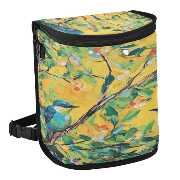 Qxltty Blue Sparrow Car Trash Can with Lid Vehicle Backseat Hanging Leak Proof Storage Bin