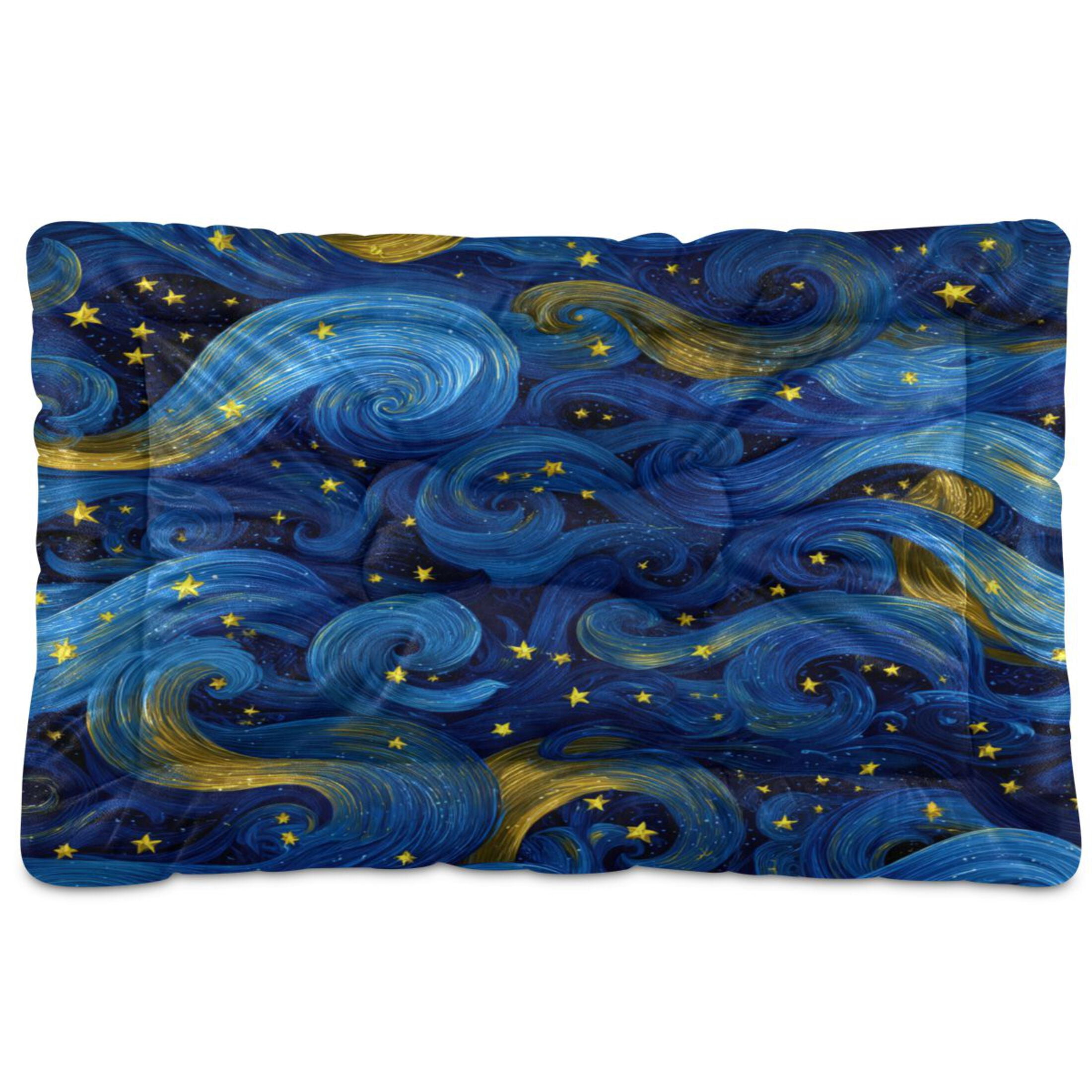 Qxltty Blue Swirled Waves Ped Pad Wear-resistant and Hard to Bite Through Sleeping Pad for Small Medium Large Dogs Winter Pet Bed 36×24in