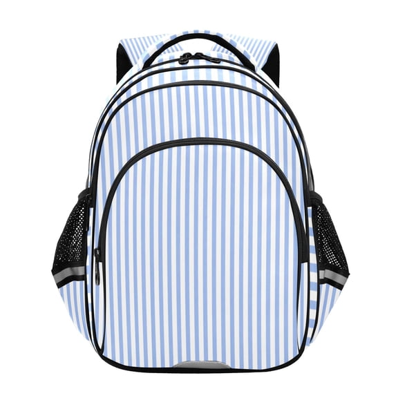 Qxltty Blue White Stripe Backpack Lightweight Multi Pocket Daypack Reflective Bookbag with Adjustable Straps