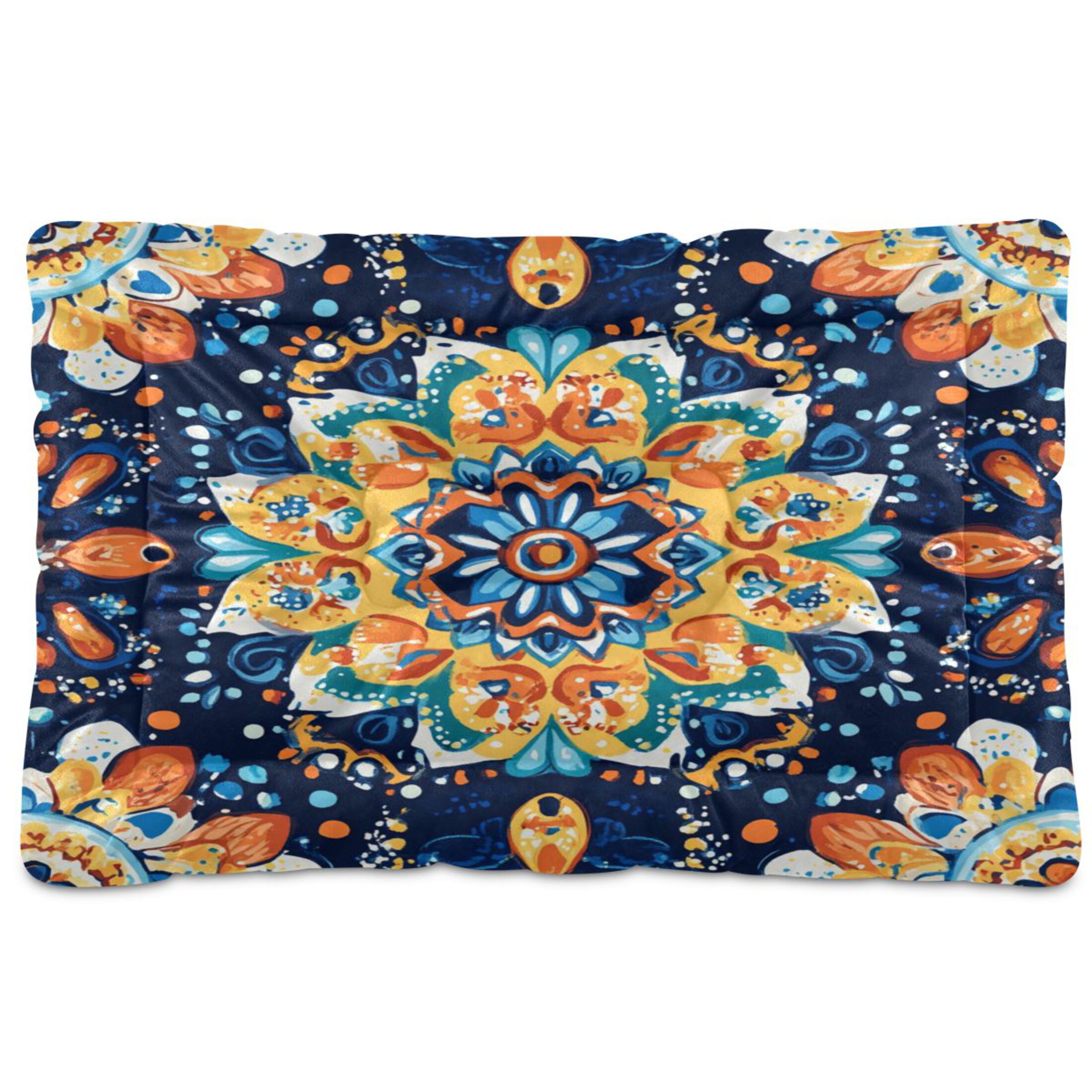 Qxltty Bohemian Style Pattern Ped Pad Wear-resistant and Hard to Bite Through Sleeping Pad for Small Medium Large Dogs Winter Pet Bed 36×24in