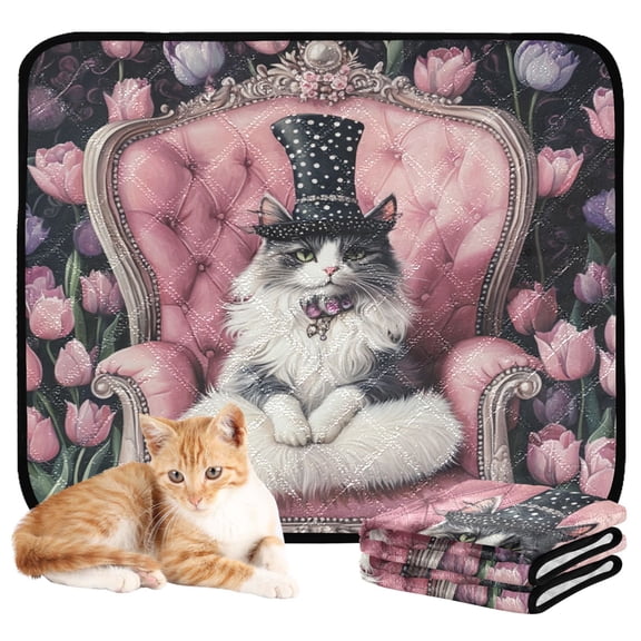 Qxltty Bowler Hat Ragdoll Cat Cat litter Pads Pet Set of 3 Diaper Mats Center Anti-leakage Layer Absorbent Soft and Comfortable
