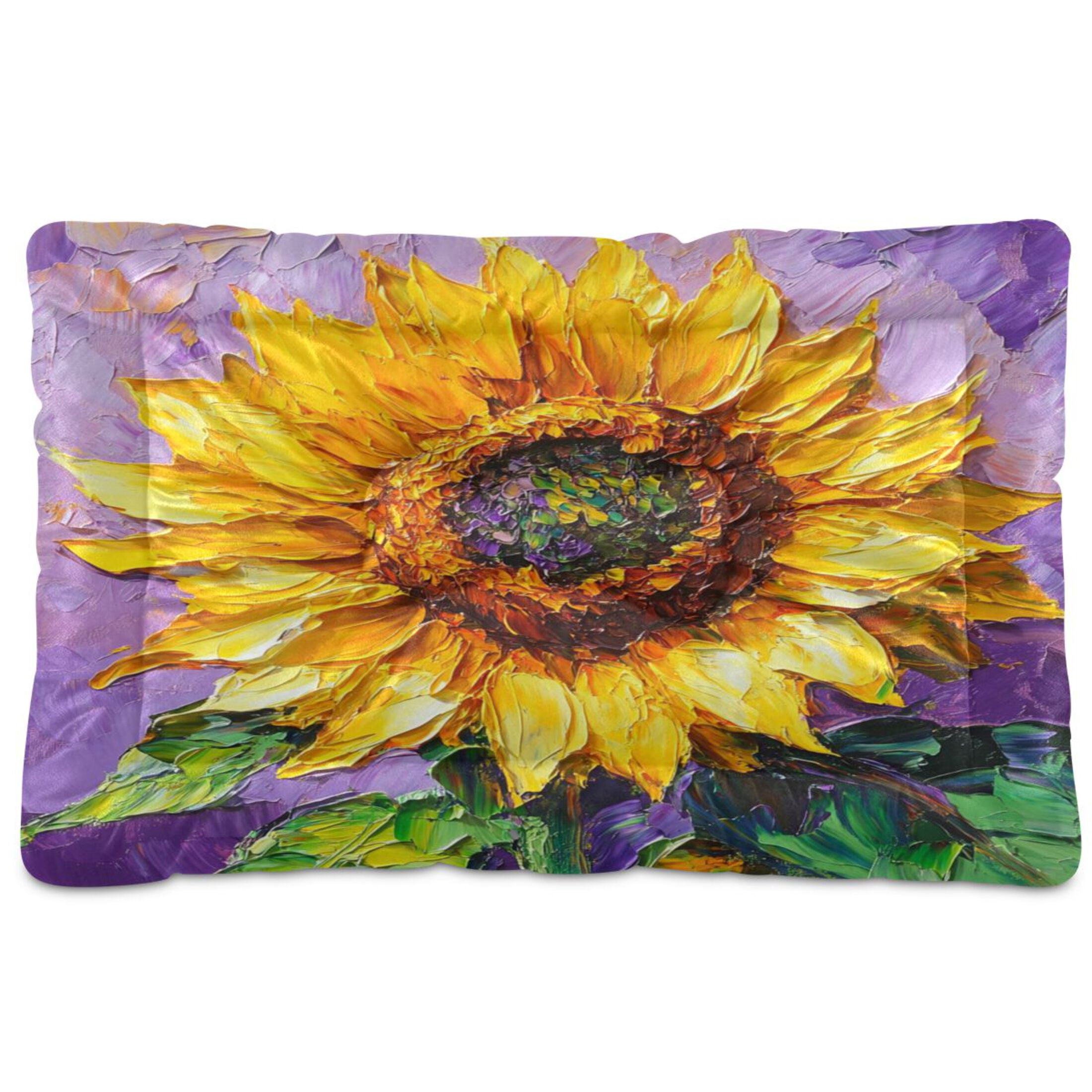 Qxltty Bright Yellow Sunflower Ped Pad Wear-resistant and Hard to Bite Through Sleeping Pad for Small Medium Large Dogs Winter Pet Bed 36×24in