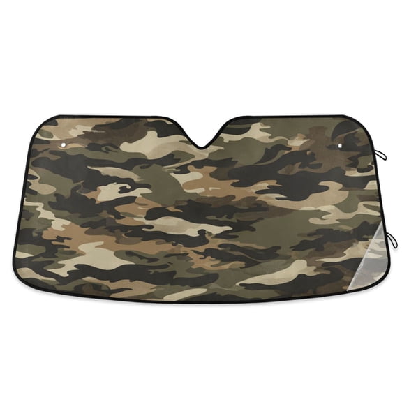 Qxltty Brown Camouflage Car Windshield Sunshades Foldable UV Rays Sun Visor Protector Keep Your Vehicle Cool 55×27.6in