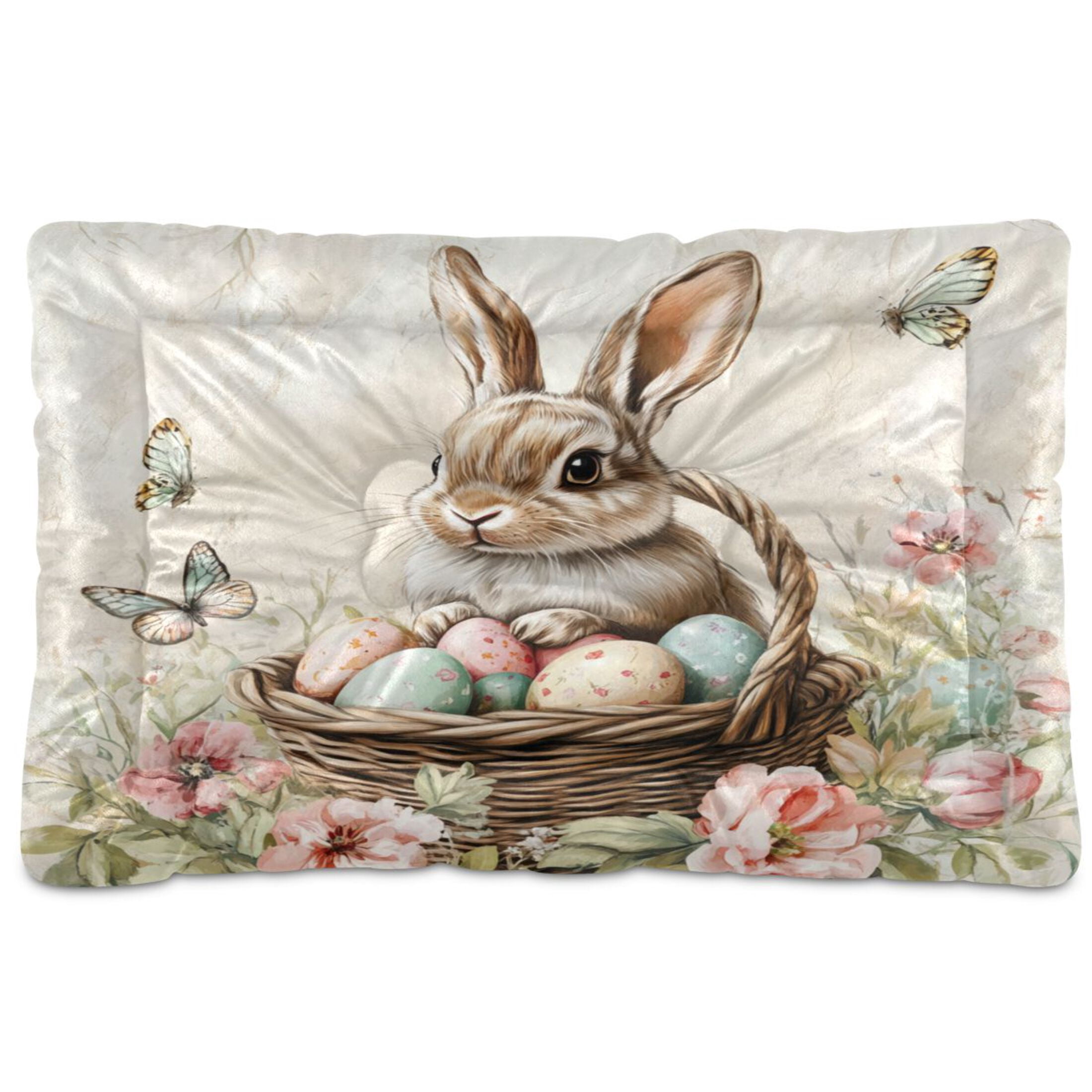 Qxltty Brown Easter Bunny Ped Pad Wear-resistant and Hard to Bite Through Sleeping Pad for Small Medium Large Dogs Winter Pet Bed 36×24in