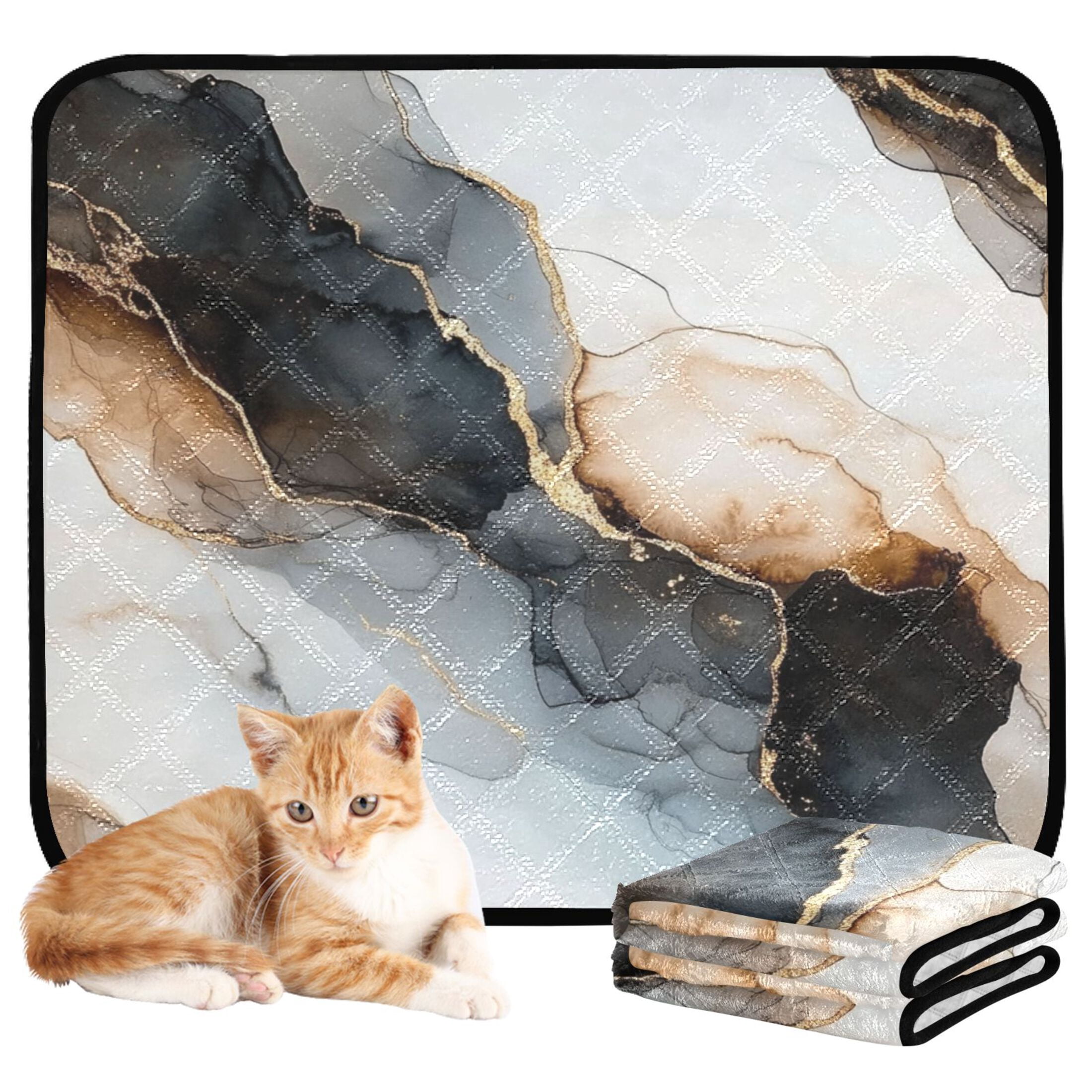 Qxltty Brown Gilt Texture Cat litter Pads Pet Set of 3 Diaper Mats Center Anti-leakage Layer Absorbent Soft and Comfortable
