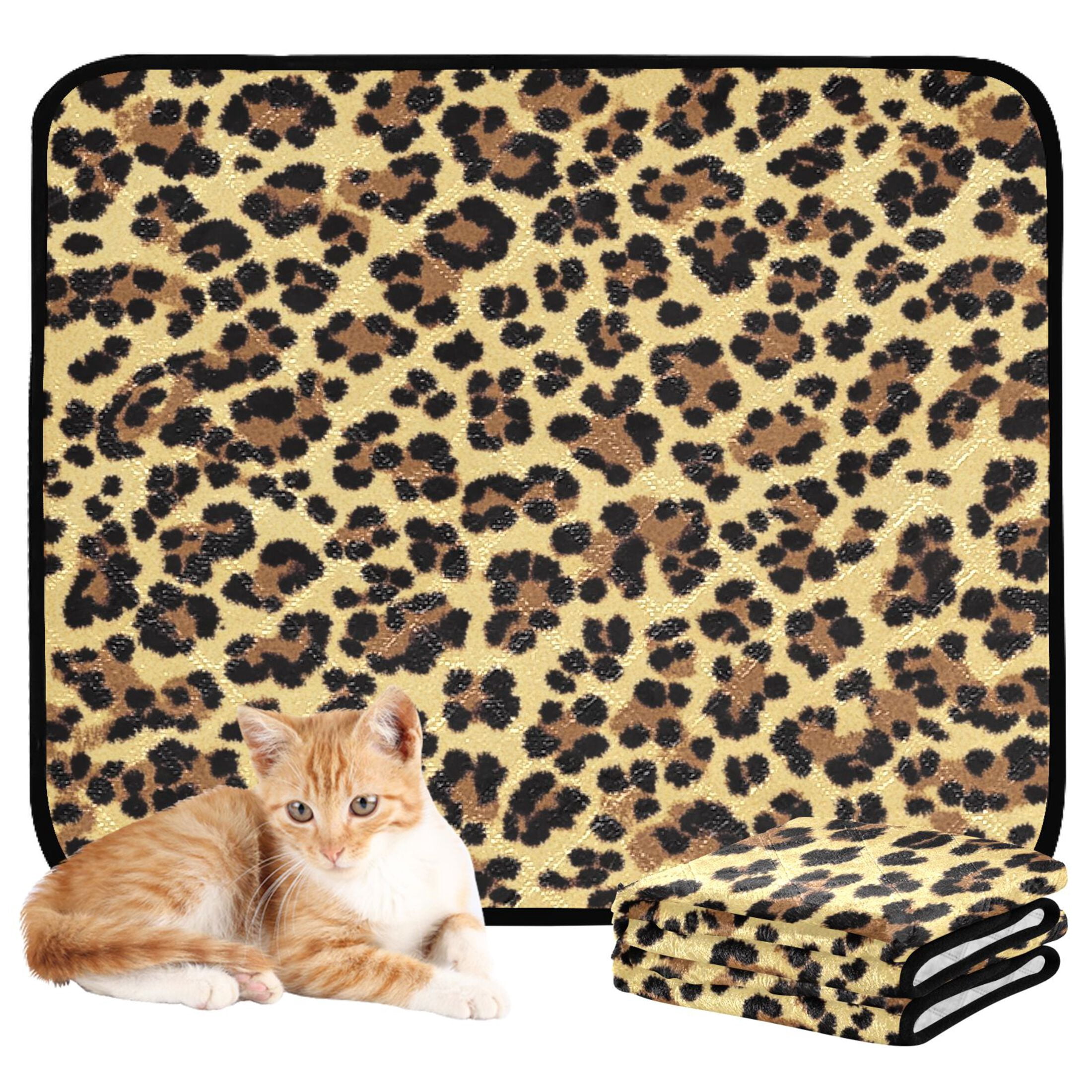 Qxltty Brown Leopard Cat litter Pads Pet Set of 3 Diaper Mats Center Anti-leakage Layer Absorbent Soft and Comfortable