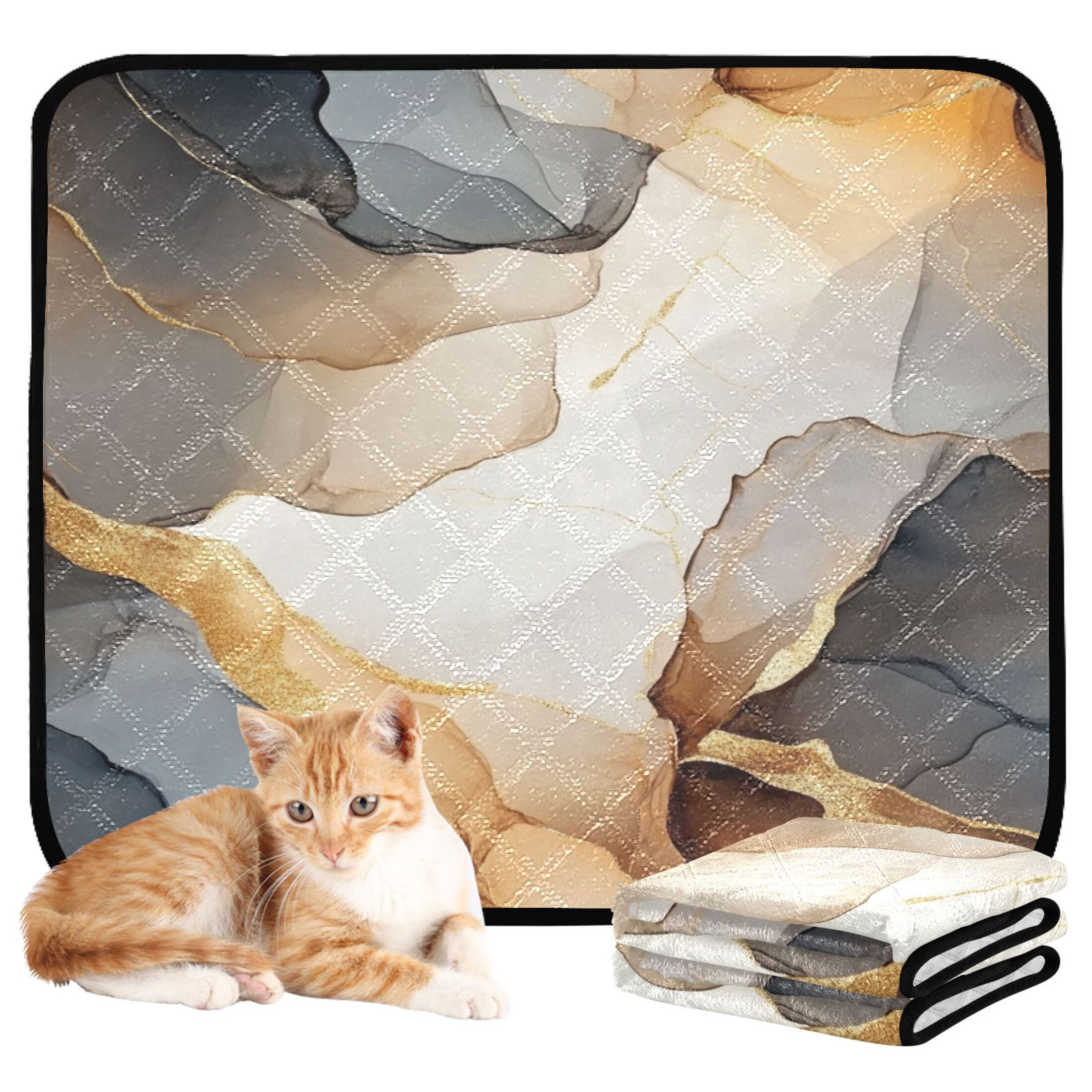 Qxltty Brown Petal Texture Cat litter Pads Pet Set of 3 Diaper Mats Center Anti-leakage Layer Absorbent Soft and Comfortable