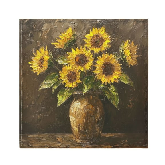 Qxltty Brown Sunflower Plant Napkins 20×20in Perfect for Parties Dinners Weddings Cocktail Housewarming Cloth Napkins Set of 6