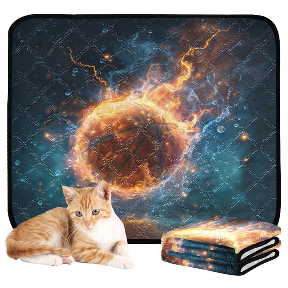Qxltty Burning Basketball Cat litter Pads Pet Set of 3 Diaper Mats Center Anti-leakage Layer Absorbent Soft and Comfortable