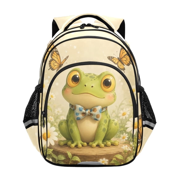 Qxltty Butterfly Frog Backpack Lightweight Multi Pocket Daypack Reflective Bookbag with Adjustable Straps