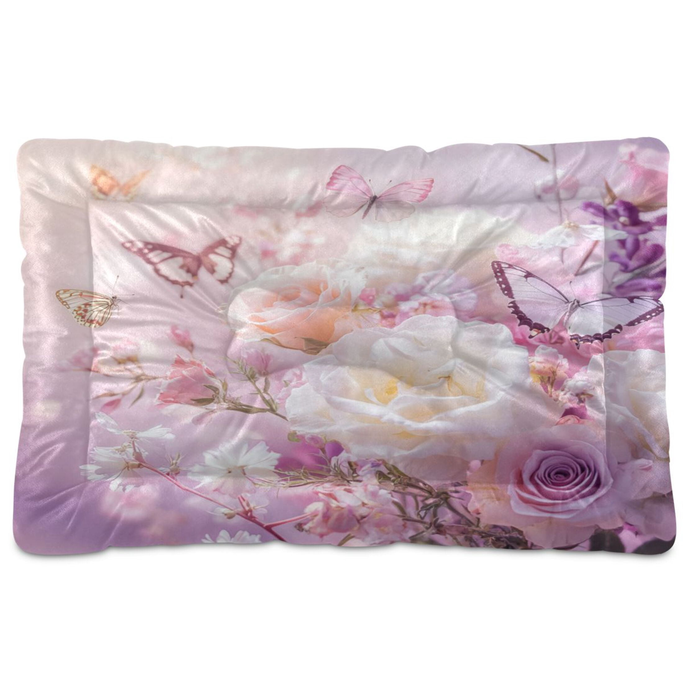 Qxltty Butterfly Garden Ped Pad Wear-resistant and Hard to Bite Through Sleeping Pad for Small Medium Large Dogs Winter Pet Bed 36×24in