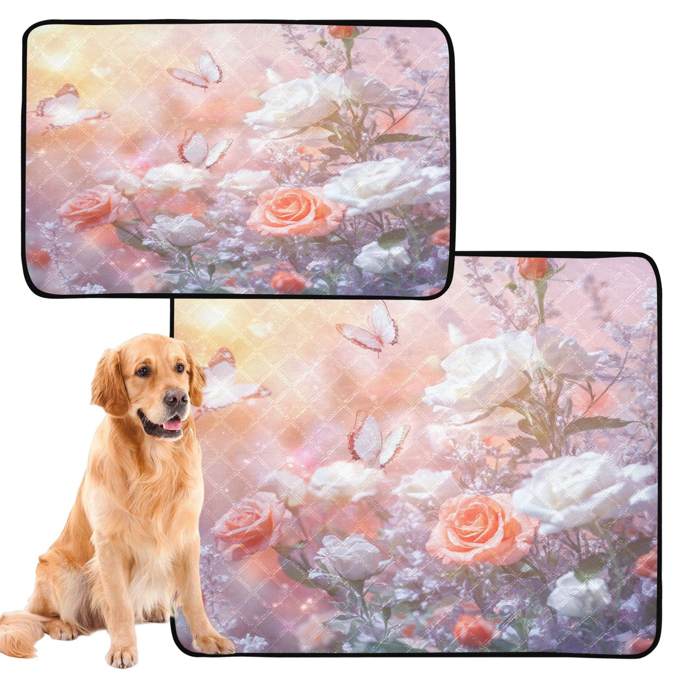 Qxltty Butterfly Gardens Cat litter Pads Pet Set of 2 Diaper Mats Center Anti-leakage Layer Absorbent Soft and Comfortable