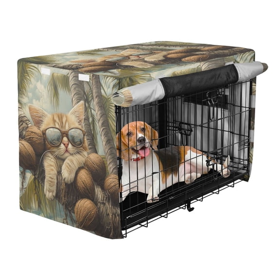 Qxltty Calico Cat Crate Cover Durable Oxford Cloth Pet Kennel Sunshade Universal Fit for 53in Wire Cage