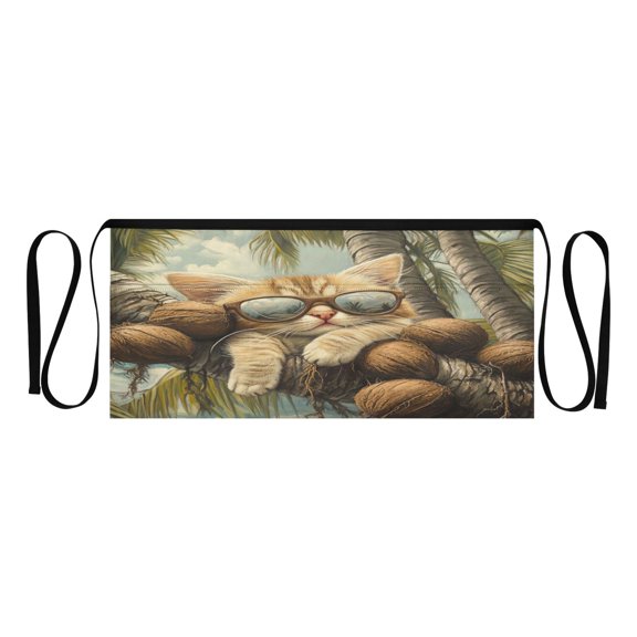 Qxltty Calico Cat Kitchen Cooking Apron for Women Men with Pockets Waiter Short Aprons