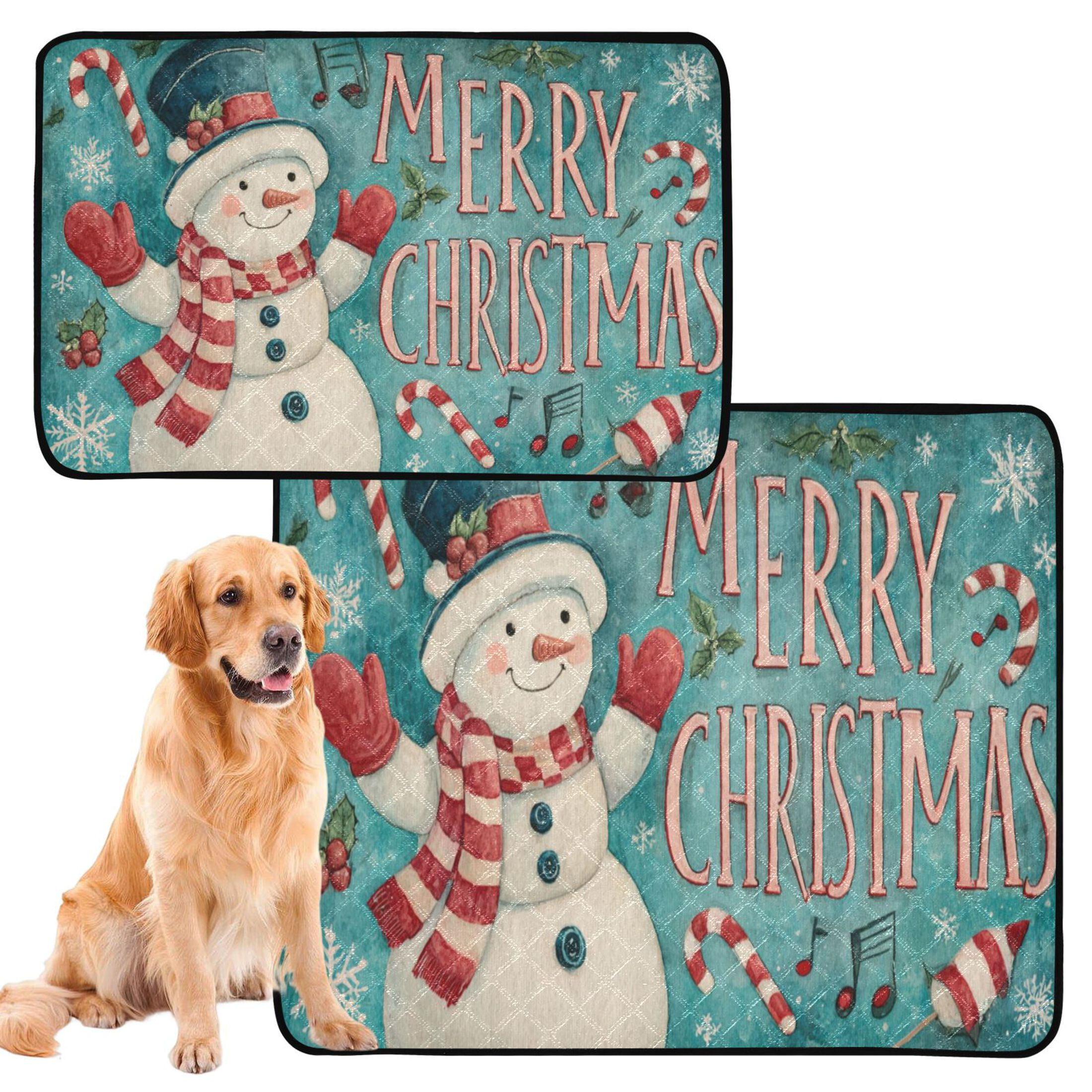 Qxltty Candy Snowman Cat litter Pads Pet Set of 2 Diaper Mats Center Anti-leakage Layer Absorbent Soft and Comfortable
