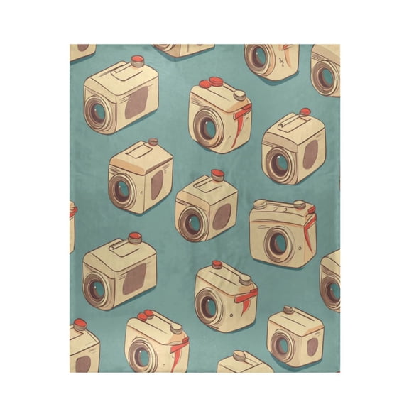 Qxltty Cartoon Camera Pattern Soft Cozy Fluffy Blankets for Couch Sofa Chair Bed Camping Picnic Travel Lightweight Bed 5060inch
