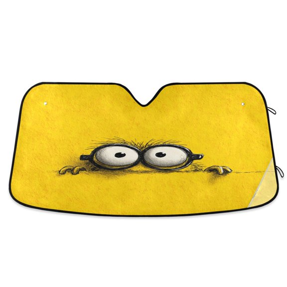 Qxltty Cartoon Car Windshield Sunshades Foldable UV Rays Sun Visor Protector Keep Your Vehicle Cool 53×23.5in