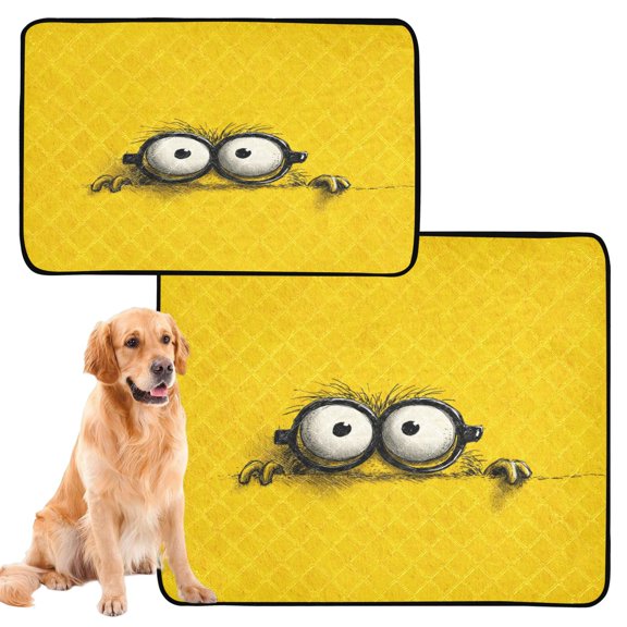 Qxltty Cartoon Cat litter Pads Pet Set of 2 Diaper Mats Center Anti-leakage Layer Absorbent Soft and Comfortable