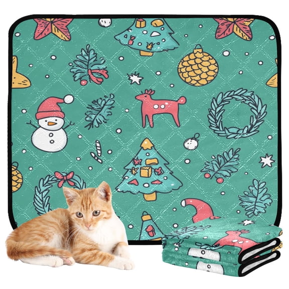 Qxltty Cartoon Christmas Patterns with Simple Lines Cat litter Pads Pet Set of 3 Diaper Mats Center Anti-leakage Layer Absorbent Soft and Comfortable