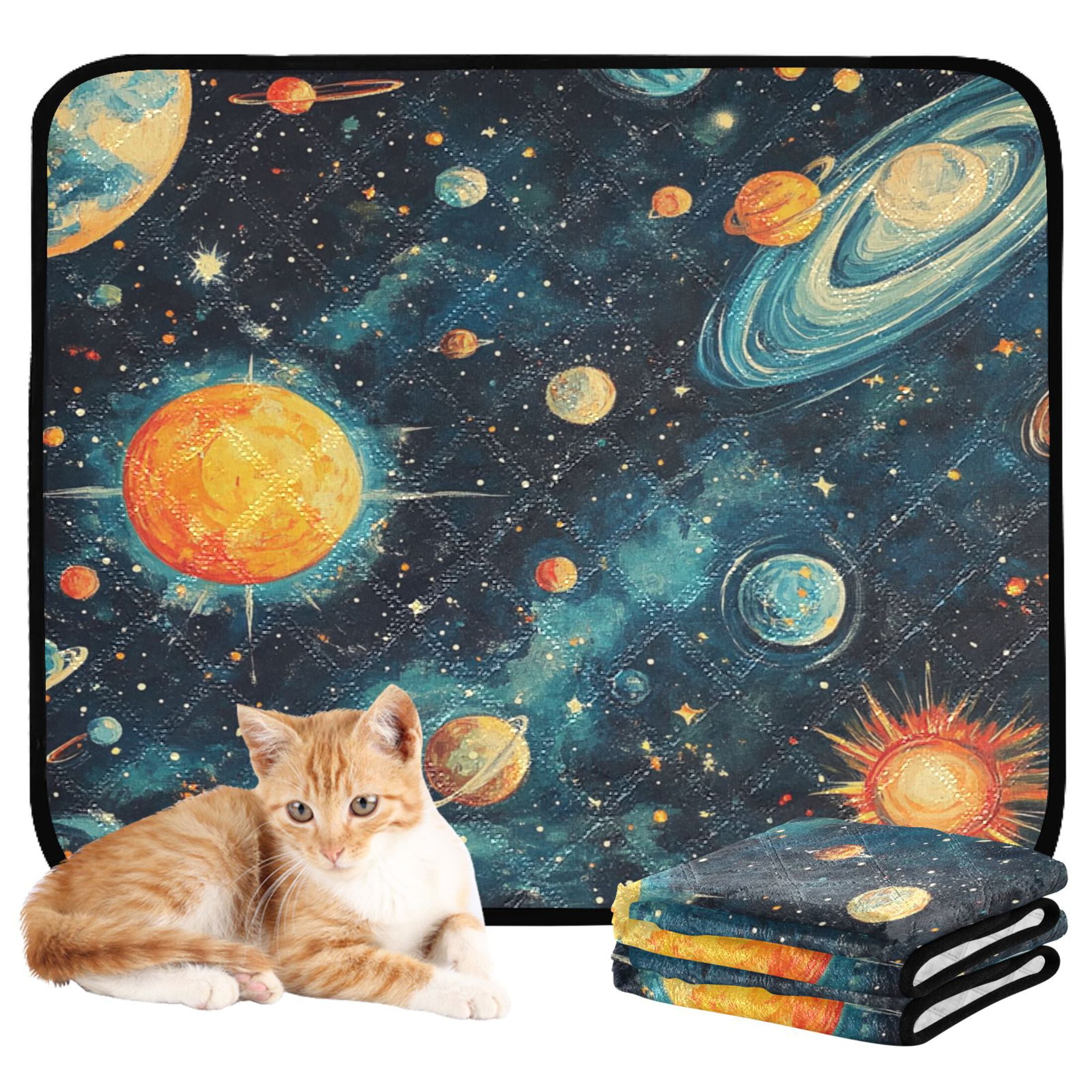 Qxltty Cartoon Degas-style Cosmic Background Cat litter Pads Pet Set of 3 Diaper Mats Center Anti-leakage Layer Absorbent Soft and Comfortable