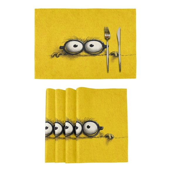 Qxltty Cartoon Placemats Set of 6 Heat Resistant Non-Slip Place mat for Dining Table Washable Durable Polyester Woven Table Decorations