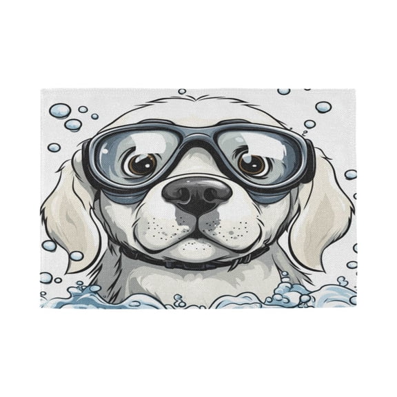 Qxltty Cartoon White Labrador Placemats Set of 1 Heat Resistant Non-Slip Place mat for Dining Table Washable Durable Polyester Woven Table Decorations