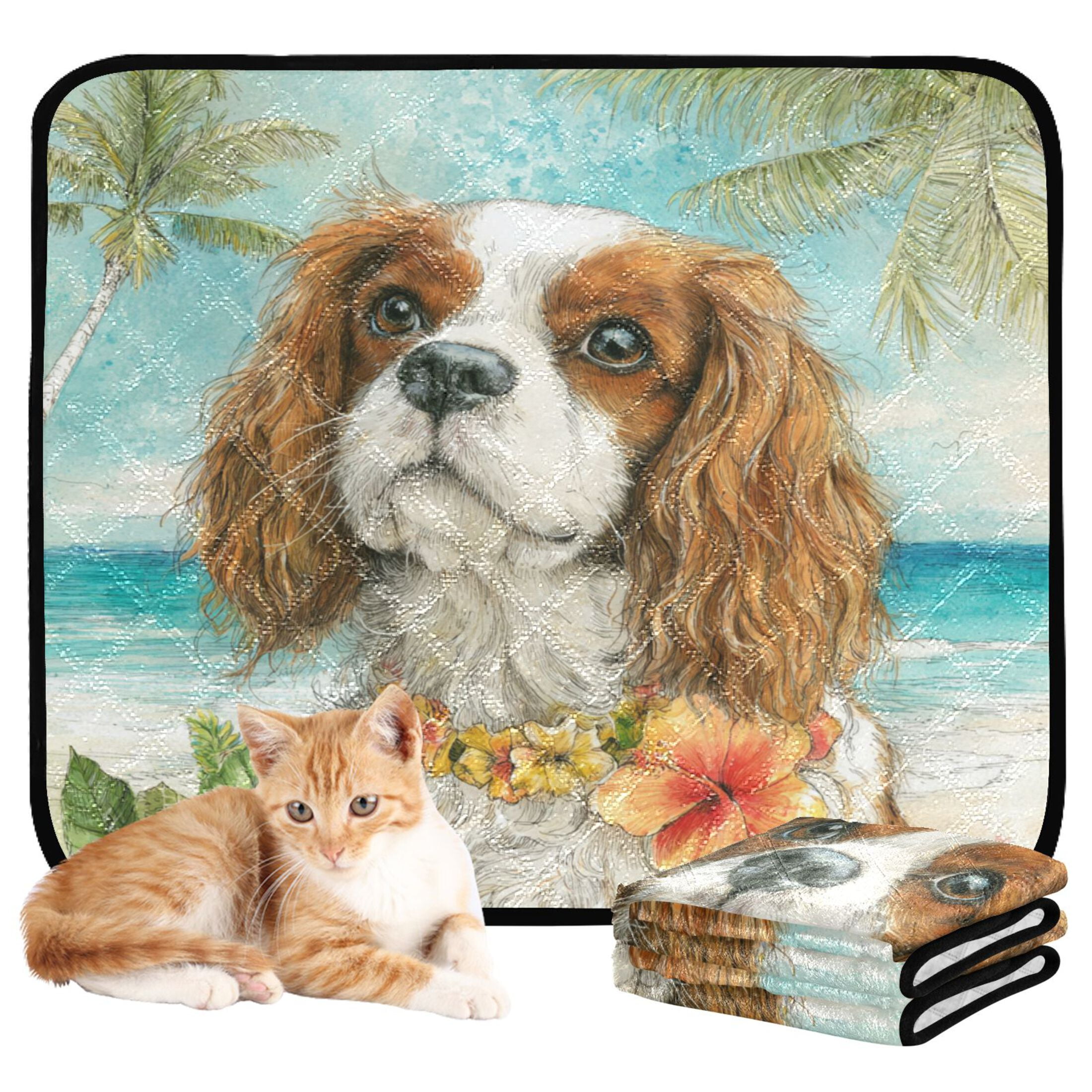 Qxltty Cavalier King Charles Spaniel Dog Cat litter Pads Pet Set of 3 Diaper Mats Center Anti-leakage Layer Absorbent Soft and Comfortable