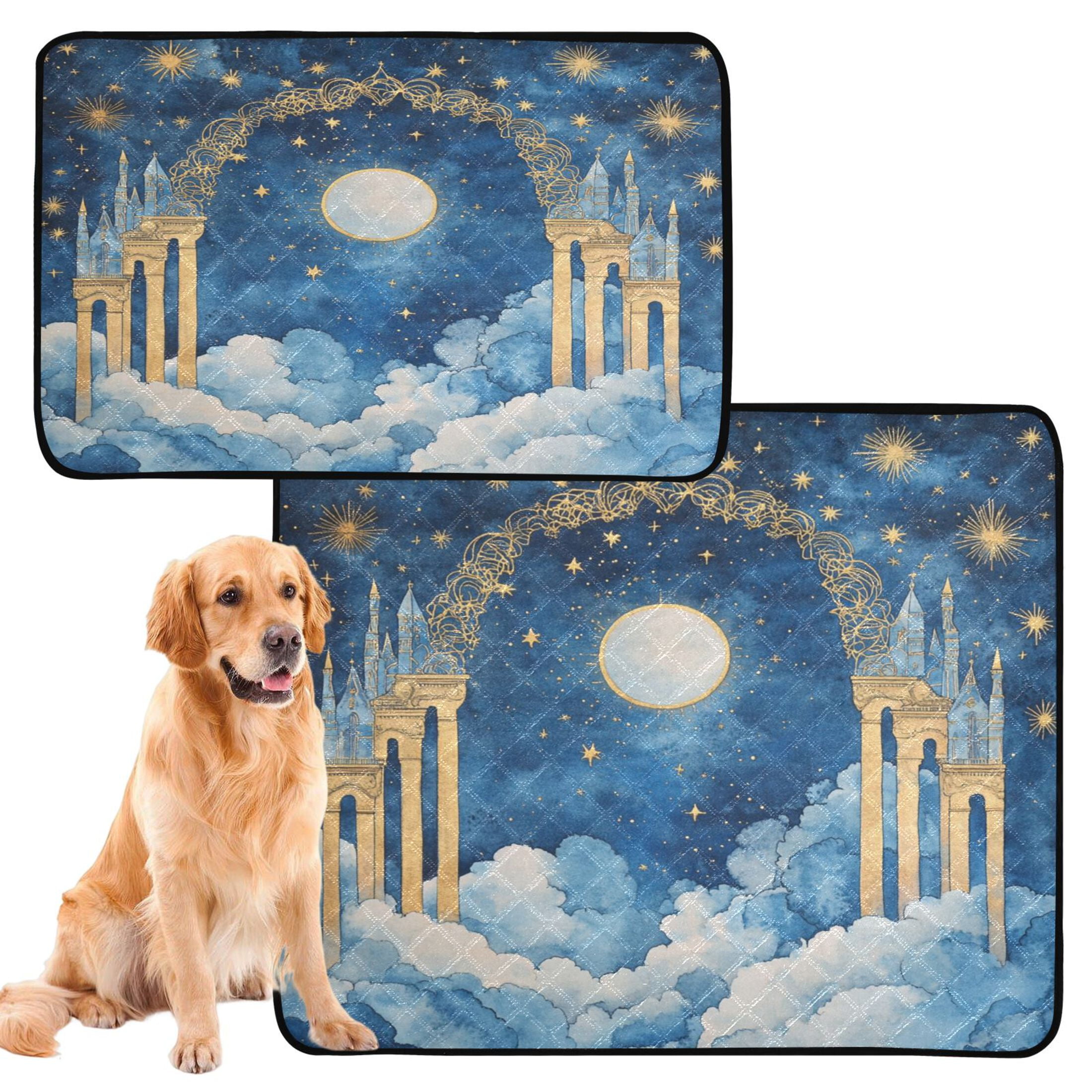 Qxltty Celestial Sky Cat litter Pads Pet Set of 2 Diaper Mats Center Anti-leakage Layer Absorbent Soft and Comfortable