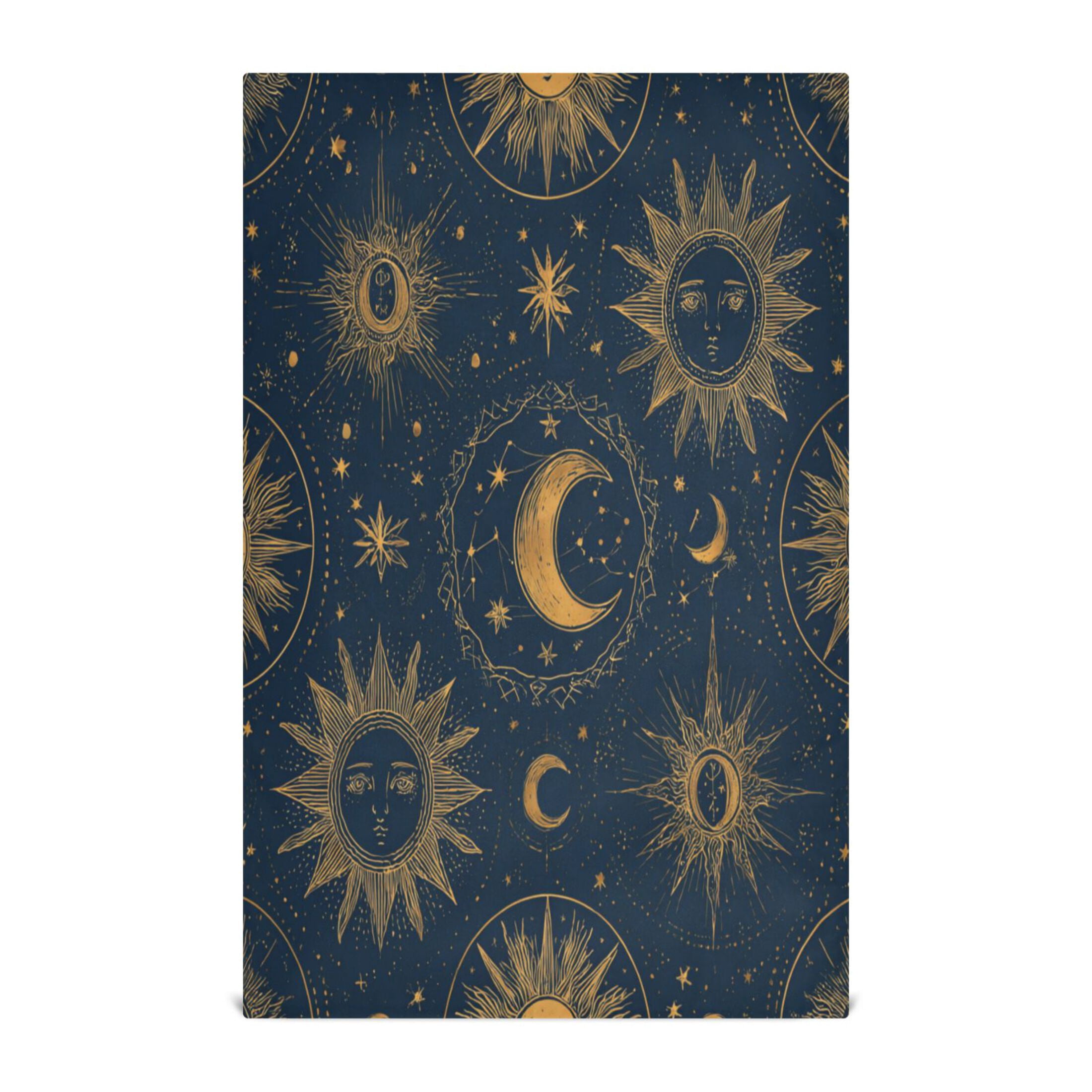 Qxltty Celestial Sun Moon Kitchen Towels 28 x 18 Inch Set of 6 Soft Cotton Linen Feel Dish Towels with Hanging Loop for Drying, Cleaning & Decor