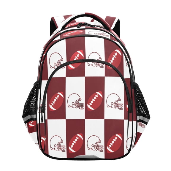 Qxltty Checkerboard Football Backpack Lightweight Multi Pocket Daypack Reflective Bookbag with Adjustable Straps