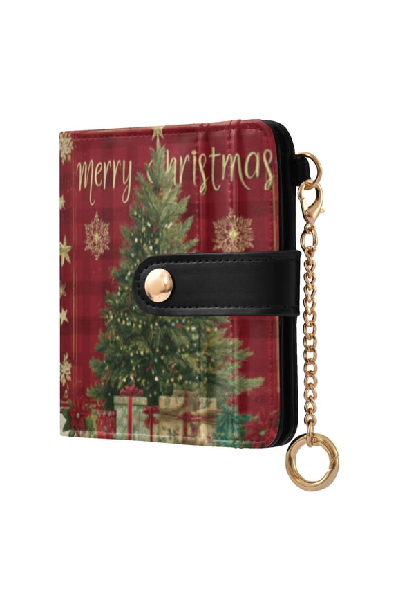 Christmas Tree Ladies Wallet Rfid Slim Thin Compact Credit Card Women Wallet Zipper Coin Pocket and ID Window for Female Gifts