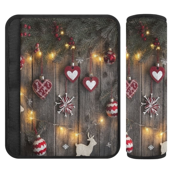Qxltty Christmas Tree Leaves Hanging with Red Hearts Car Seat Strap Pads are Soft and Snug Fitting for All Cars Backpacks Pushchair