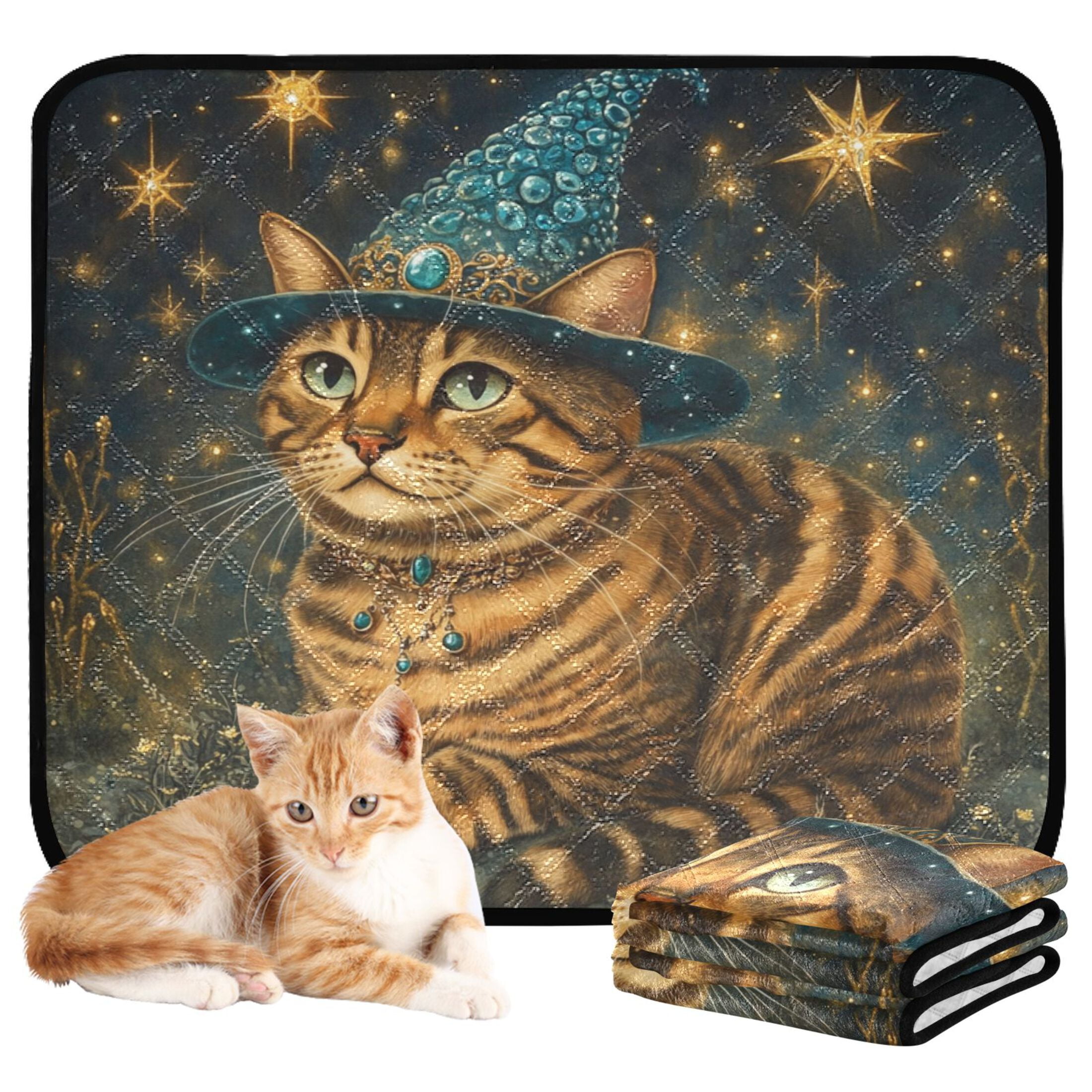 Qxltty Chubby Bengal Cat Cat litter Pads Pet Set of 3 Diaper Mats Center Anti-leakage Layer Absorbent Soft and Comfortable