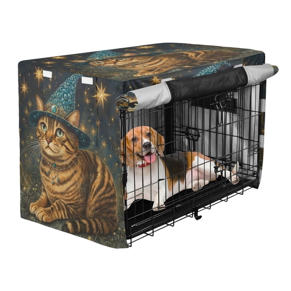 Qxltty Chubby Bengal Cat Crate Cover Durable Oxford Cloth Pet Kennel Sunshade Universal Fit for 53in Wire Cage