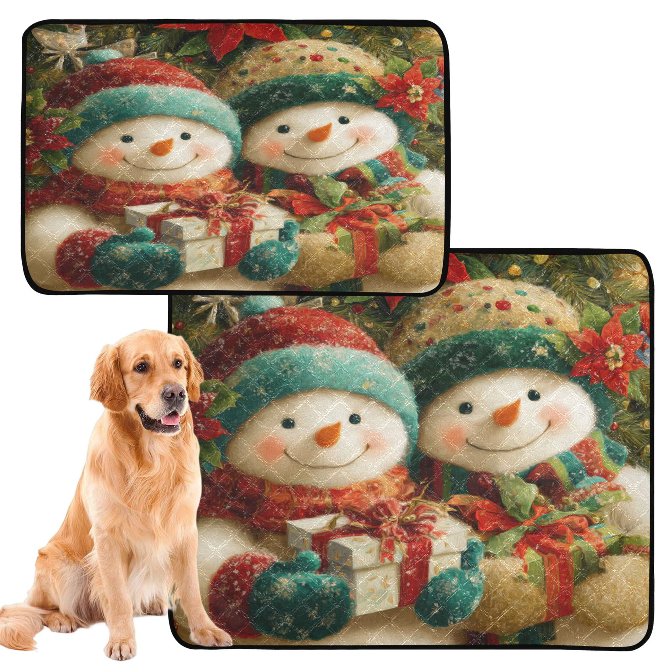 Qxltty Chubby Snowman Cat litter Pads Pet Set of 2 Diaper Mats Center Anti-leakage Layer Absorbent Soft and Comfortable