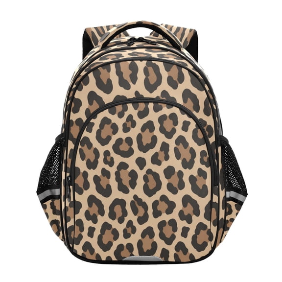 Qxltty Classic Leopard Print Backpack Lightweight Multi Pocket Daypack Reflective Bookbag with Adjustable Straps