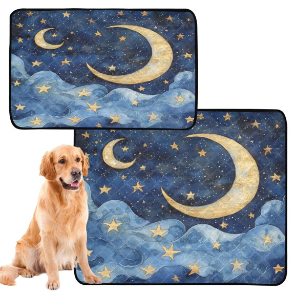 Qxltty Cloudy Sea Night Sky Cat litter Pads Pet Set of 2 Diaper Mats Center Anti-leakage Layer Absorbent Soft and Comfortable